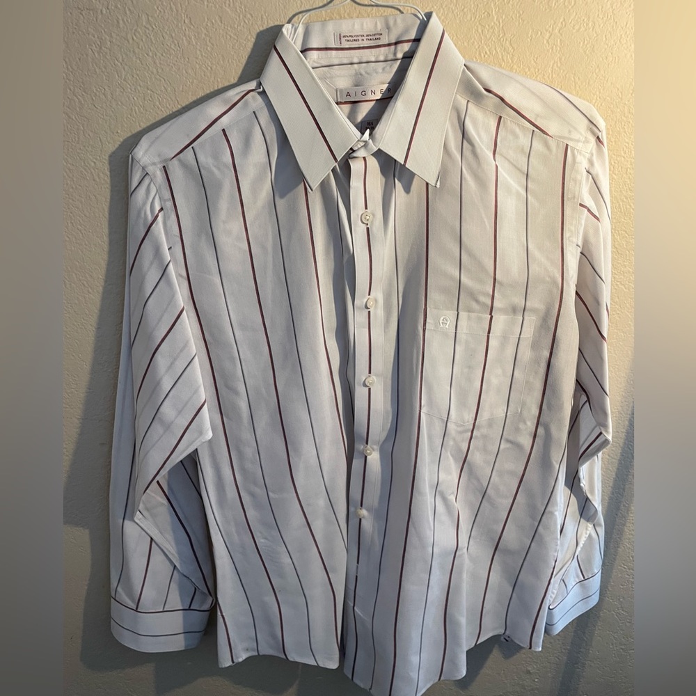 Mens Aigner 16 1/2 34/35 long sleeve button up lightweight dress shirt
